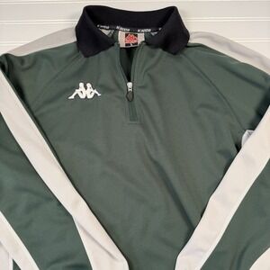Kappa Collared 1/4 Zip Pullover Men's Large Green Polyester GUC
